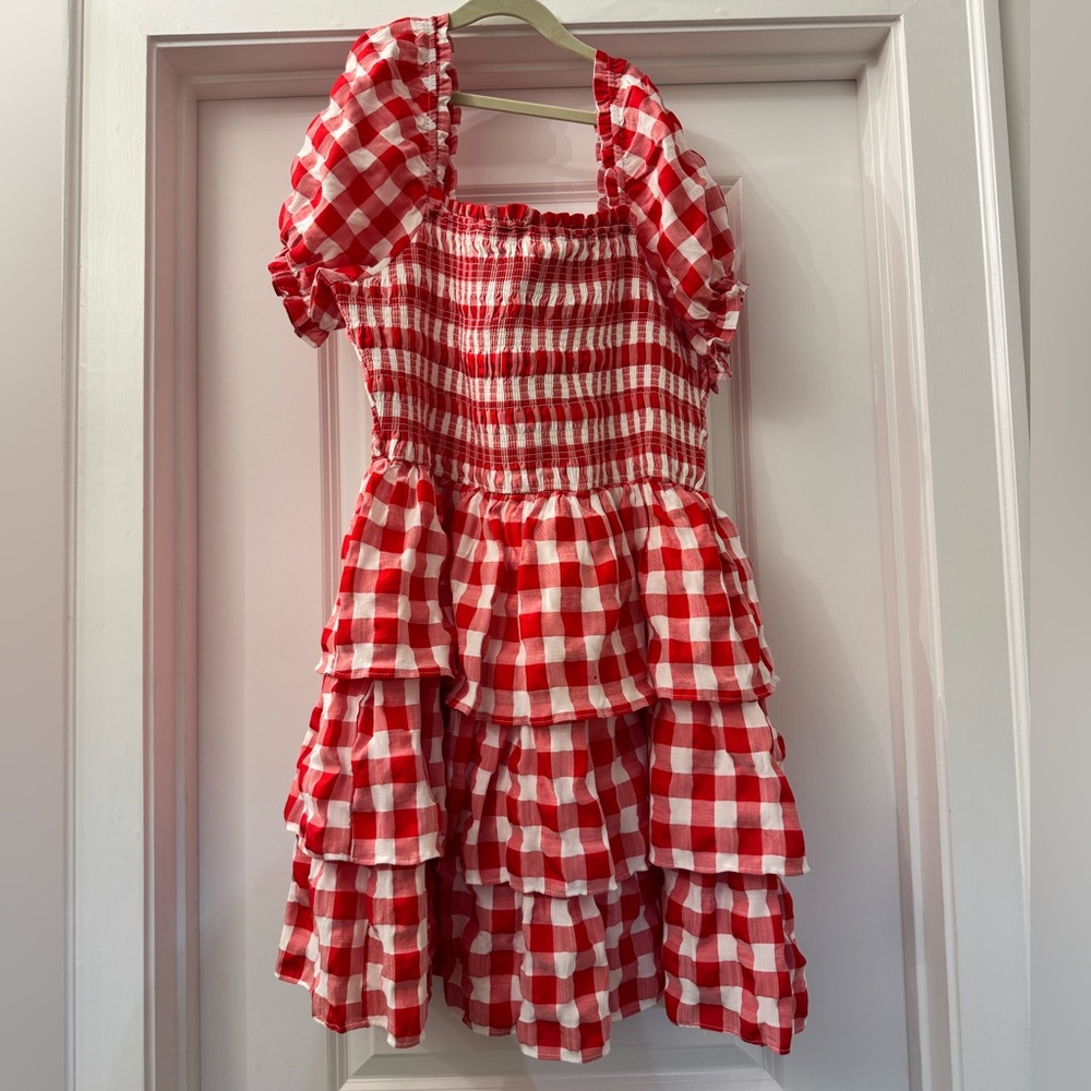 Red Gingham Ruffle Dress